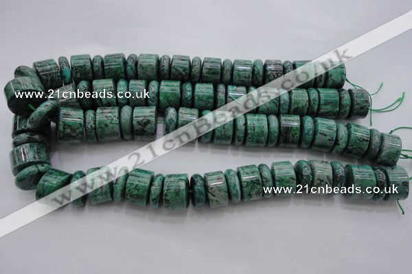 CRB197 15.5 inches 6*18mm – 13*18mm rondelle green picture jasper beads