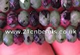 CRB1976 15.5 inches 4*6mm faceted rondelle ruby zoisite beads