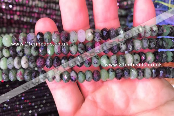 CRB1977 15.5 inches 5*8mm faceted rondelle ruby zoisite beads