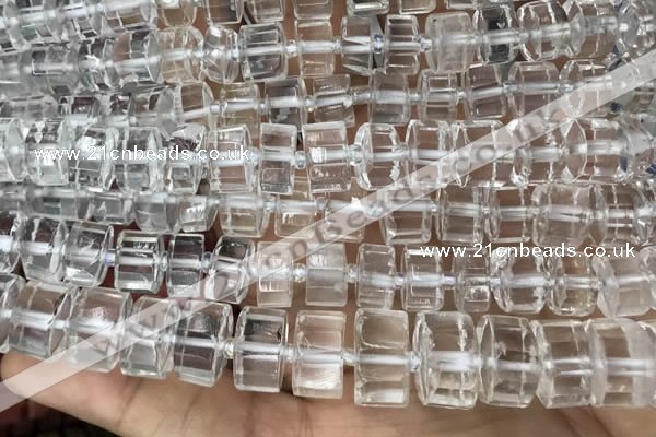 CRB2002 15.5 inches 11mm - 12mm faceted tyre white crystal beads