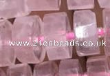 CRB2006 15.5 inches 9mm - 10mm faceted tyre rose quartz beads