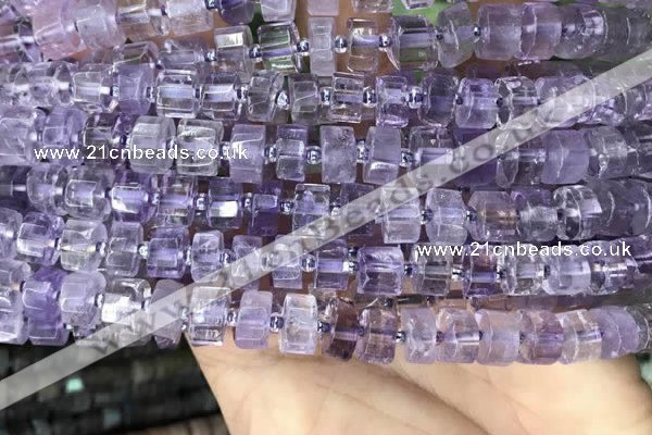 CRB2010 15.5 inches 7mm - 8mm faceted tyre light amethyst beads