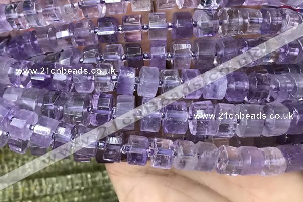 CRB2012 15.5 inches 11mm - 12mm faceted tyre light amethyst beads