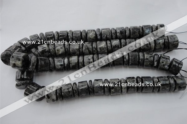 CRB204 15.5 inches 6*18mm - 13*18mm rondelle black labradorite beads