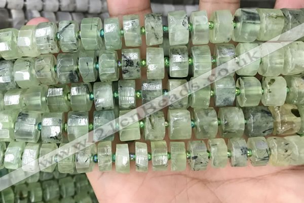 CRB2042 15.5 inches 11mm - 12mm faceted tyre prehnite beads