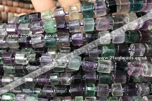 CRB2045 15.5 inches 7mm - 8mm faceted tyre fluorite gemstone beads