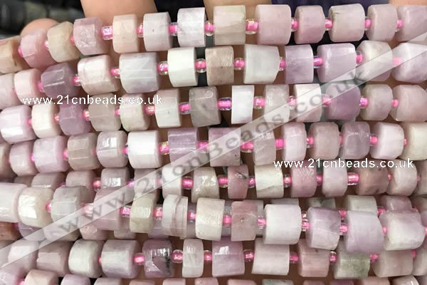 CRB2065 15.5 inches 7mm - 8mm faceted tyre kunzite gemstone beads