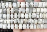 CRB2082 15.5 inches 11mm - 12mm faceted tyre grey moonstone beads