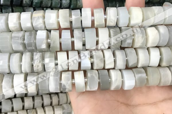 CRB2083 15.5 inches 12mm - 13mm faceted tyre grey moonstone beads