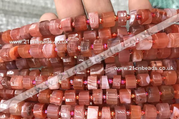 CRB2105 15.5 inches 7mm - 8mm faceted tyre red agate beads