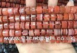 CRB2106 15.5 inches 9mm - 10mm faceted tyre red agate beads