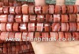 CRB2108 15.5 inches 12mm - 13mm faceted tyre south red agate beads