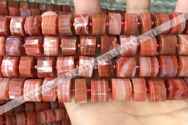 CRB2109 15.5 inches 13mm - 14mm faceted tyre south red agate beads