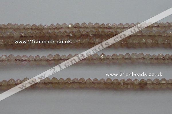 CRB211 15.5 inches 3*4mm faceted rondelle strawberry quartz beads