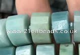 CRB2116 15.5 inches 9mm - 10mm faceted tyre amazonite beads