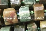 CRB2121 15.5 inches 9mm - 10mm faceted tyre rhyolite gemstone beads