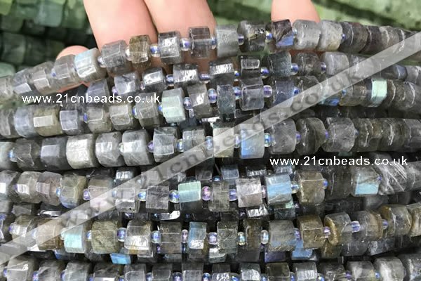 CRB2132 15.5 inches 11mm - 12mm faceted tyre labradorite gemstone beads