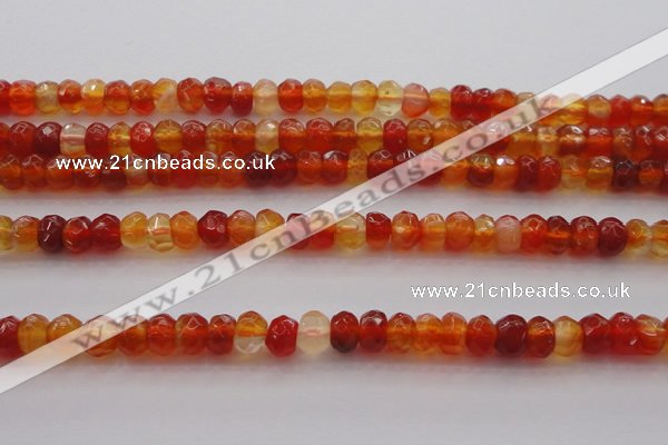 CRB215 15.5 inches 3*4mm faceted rondelle red agate beads