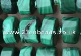 CRB2151 15.5 inches 9mm - 10mm faceted tyre malachite beads