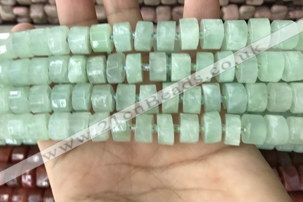 CRB2165 15.5 inches 8mm - 9mm faceted tyre light prehnite beads