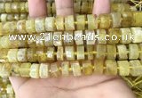 CRB2171 15.5 inches 11mm - 12mm faceted tyre yellow opal beads