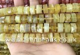 CRB2172 15.5 inches 12mm - 13mm faceted tyre yellow opal beads