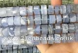 CRB2188 15.5 inches 11mm - 12mm faceted tyre blue chalcedony beads