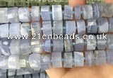 CRB2189 15.5 inches 12mm - 13mm faceted tyre blue chalcedony beads