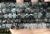 CRB2193 15.5 inches 11mm - 12mm faceted tyre black rutilated quartz beads