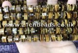 CRB2197 15.5 inches 10mm - 11mm faceted tyre yellow tiger eye beads