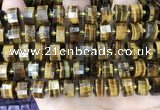 CRB2199 15.5 inches 12mm - 13mm faceted tyre yellow tiger eye beads