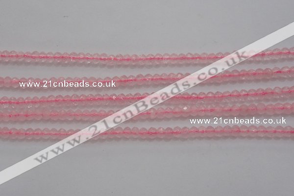 CRB220 15.5 inches 2.5*4mm faceted rondelle rose quartz beads