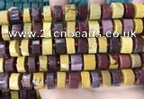 CRB2204 15.5 inches 13mm - 14mm faceted tyre mookaite beads