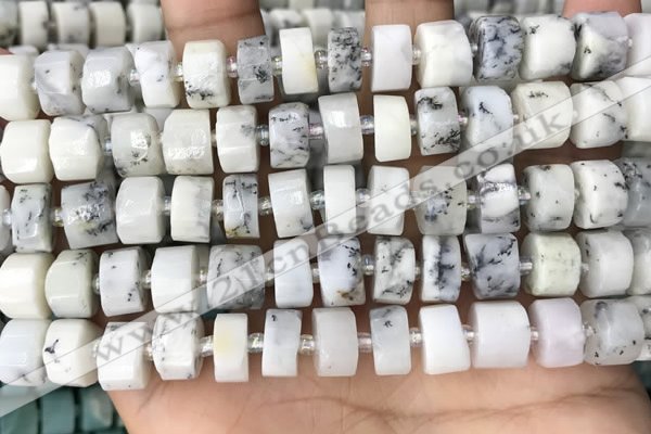 CRB2208 15.5 inches 11mm - 12mm faceted tyre white opal beads