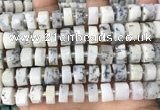 CRB2209 15.5 inches 13mm - 14mm faceted tyre white opal beads