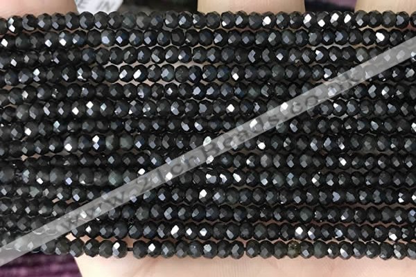 CRB2246 15.5 inches 2*3mm faceted rondelle obsidian beads