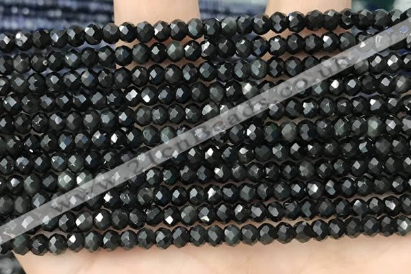 CRB2248 15.5 inches 3*4mm faceted rondelle obsidian beads