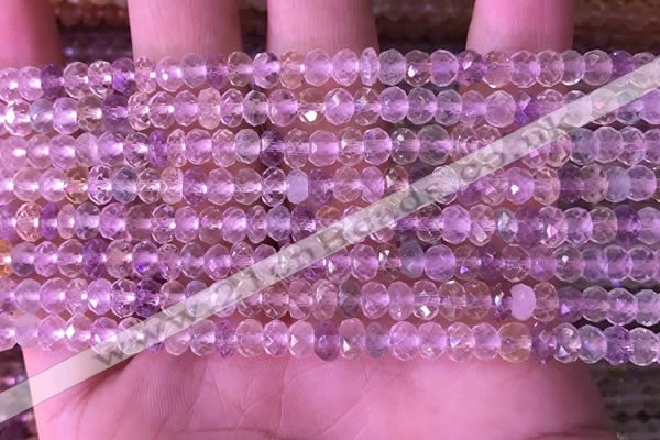 CRB2280 15.5 inches 3.5*5mm faceted rondelle mixed quartz beads