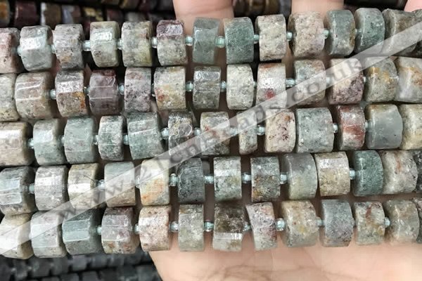 CRB2303 15.5 inches 11mm - 12mm faceted tyre ghost gemstone beads