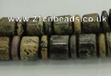 CRB250 15.5 inches 5*12mm - 10*12mm rondelle yellow artistic jasper beads