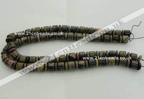 CRB250 15.5 inches 5*12mm - 10*12mm rondelle yellow artistic jasper beads