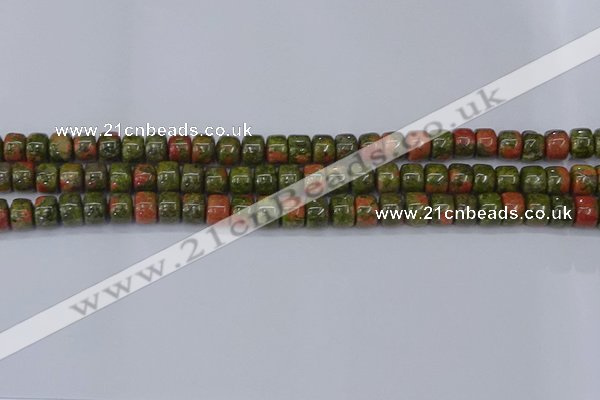 CRB2507 15.5 inches 6*8mm rondelle unakite gemstone beads