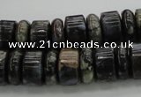 CRB253 15.5 inches 5*14mm - 10*14mm rondelle grey opal gemstone beads