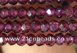 CRB2600 15.5 inches 2*3mm faceted rondelle red garnet beads