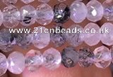 CRB2604 15.5 inches 2*3mm faceted rondelle black rutilated quartz beads