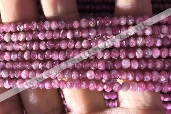 CRB2611 15.5 inches 3*4mm faceted rondelle ruby gemstone beads