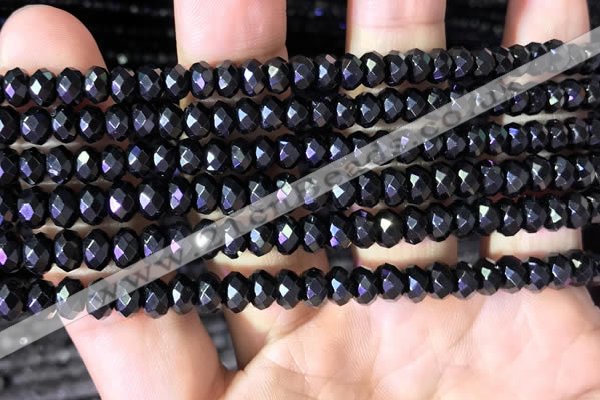 CRB2652 15.5 inches 3.5*5mm faceted rondelle black spinel beads