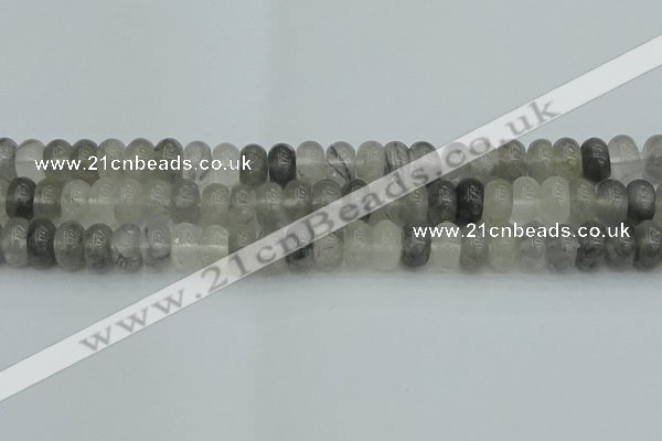 CRB2807 15.5 inches 6*10mm rondelle cloudy quartz beads wholesale