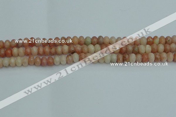 CRB2841 15.5 inches 5*8mm rondelle red plum blossom jade beads