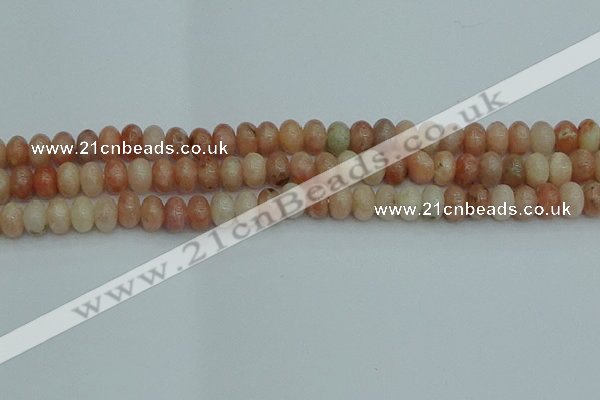 CRB2842 15.5 inches 6*10mm rondelle red plum blossom jade beads